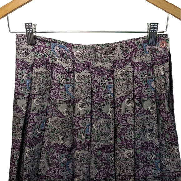 Vintage New Attitude 80s Fashion Paisley Print Kick Pleat A-line Skirt Size 12 - Picture 4 of 8